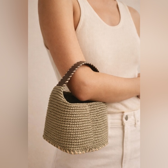 👜 ZARA Woven Top Handle Raffia Bag – Natural | Like New - Picture 3 of 8